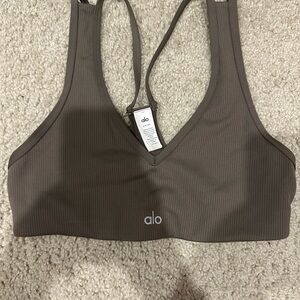 ALO Yoga Brown Ribbed Sports Bra
